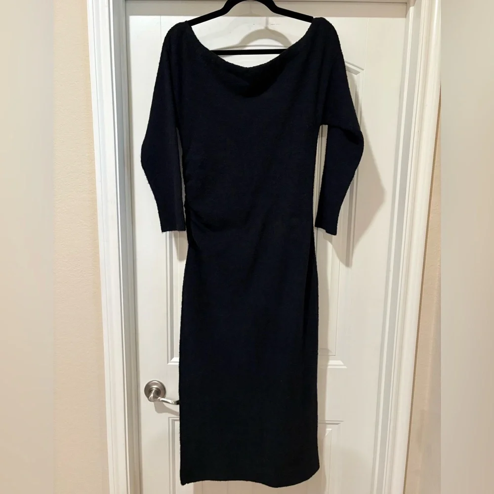 Abercrombie & Fitch Boucle Knit Off Shoulder Ruched Maxi Dress Medium Petite NWT